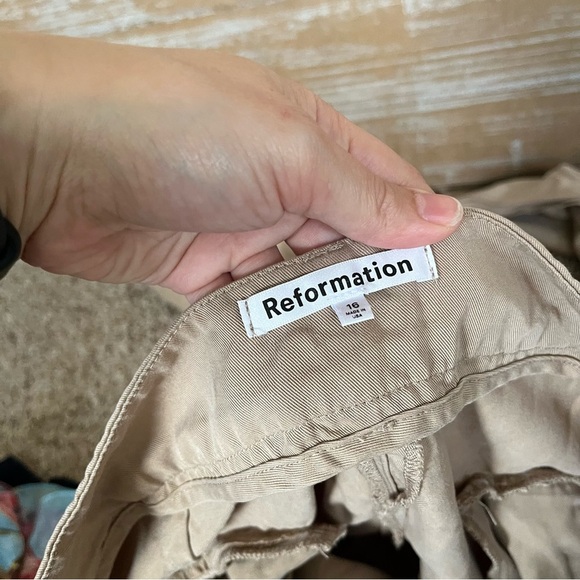 Reformation Mason Pants High Rise Career Streetwear Casual Khaki Womens 16 - Picture 5 of 8